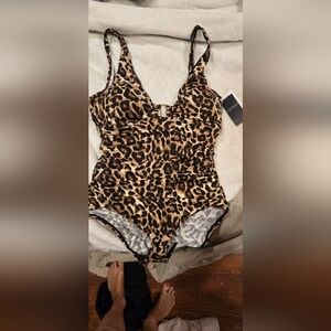 Ralph Lauren Leopard Print  One-Piece Swimsuit - Brown/Black